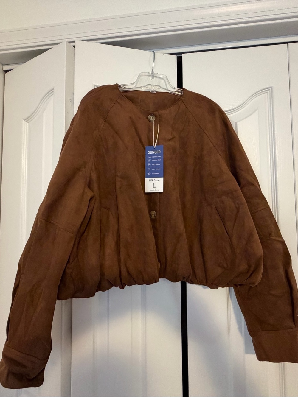 NWT Xunger Women's Brown Suede Bomber Jacket
